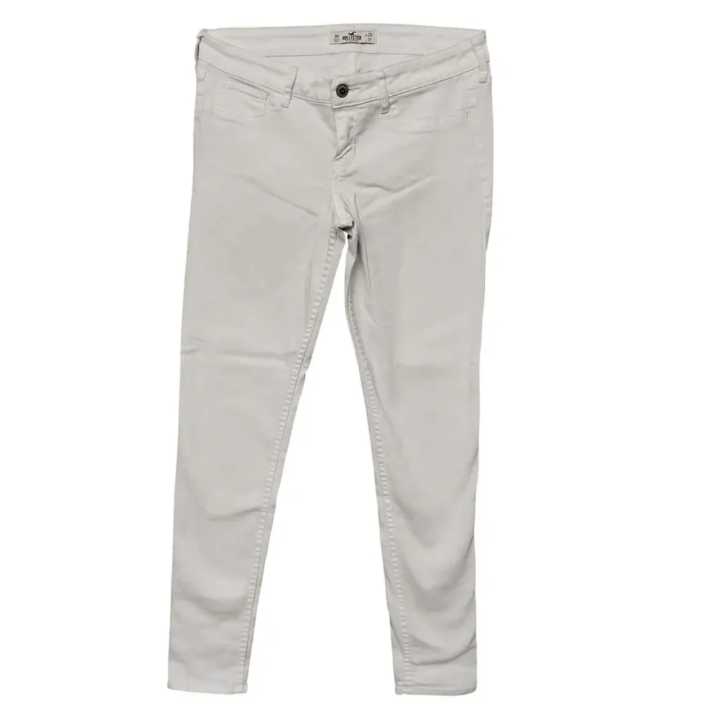 Hollister Skinny Jeans Size 29 x 31 9R White Mock Front Pockets Zip Closure